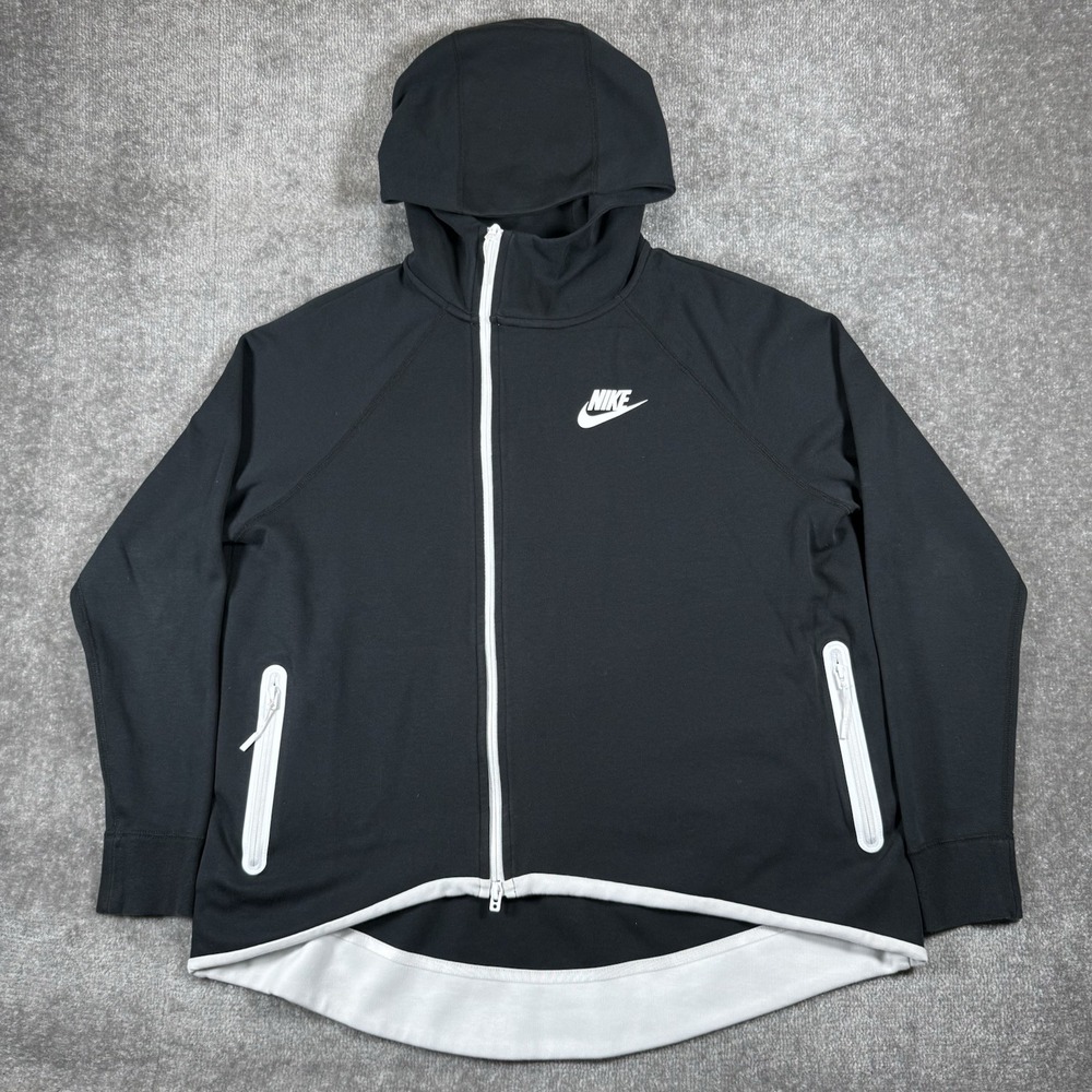 Nike Jacket Women's 1X Black Cape Hoodie Sportswear Tech Fleece Full Zip